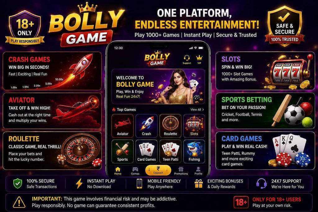 Bolly Game games overview with Crash Aviator Roulette slots and other games